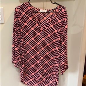 Pink and navy blouse